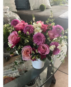 Adriana - garden style mixed flowers with purple accents