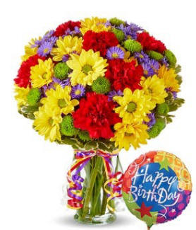 Birthday Flowers With Balloon $39.99