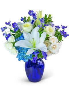 Blue Beauty bouquet with lilies and roses delivered in Gilbert