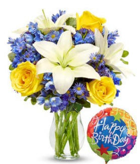 Blue Skies Birthday Flowers $49.99