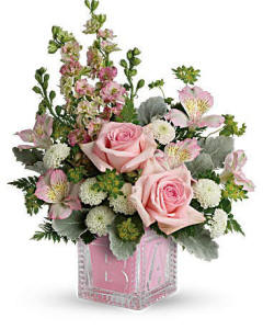 Bundle of Joy bouquet with pink flowers delivered in Gilbert