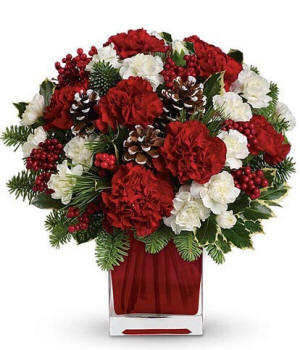 Christmas Spirit Bouquet - red and white Christmas flowers