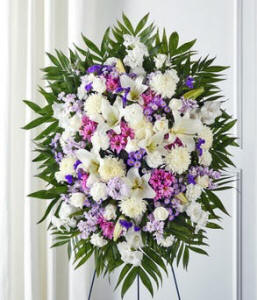 Lavender and White Standing Funeral Spray $129.99