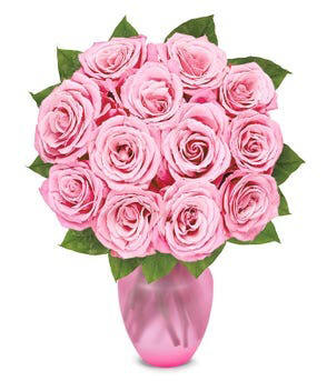 One Dozen Pink Roses $44.99