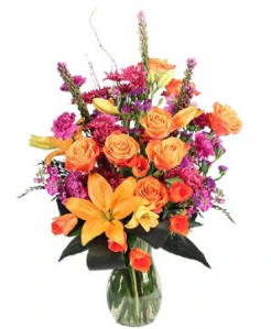 Wild Amber - amber toned lilies and roses